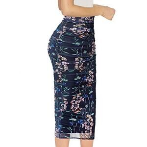 Vfshow Floral Midi Pencil Skirt - Women's Size Large Slim Stretch Romantic